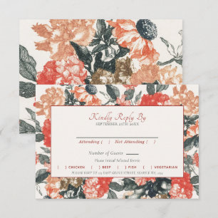 -Romantische Cottcore Floral Wedding RSVP Informatiekaartje