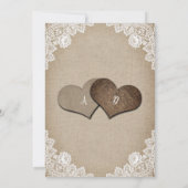 Romantische Country Burlap Lights Floral Lace Wedd Kaart (Achterkant)