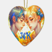 Romantische Couple's Gift | Gepersonaliseerde anim Keramisch Ornament (Links)