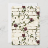 Romantische Cream Bricks Rode Rozen Bloemen Huweli Kaart (Achterkant)