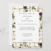 Romantische Cream Bricks Rode Rozen Bloemen Huweli Kaart (Voorkant)