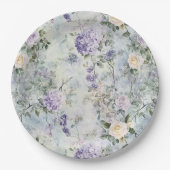 Romantische Cream Purple Flowers Wedding Papieren Bordje (Voorkant)