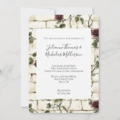 Romantische Crème Bakstenen Muur Rode Rozen Bruilo Kaart (Voorkant)
