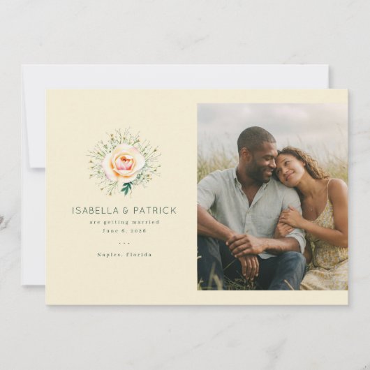 Romantische Crème Bloemig Save The Date (Voorkant)