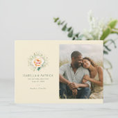 Romantische Crème Bloemig Save The Date (Staand voorkant)