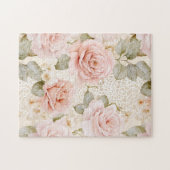 Romantische Crème Blush Rozen Bloemen Legpuzzel (Horizontaal)