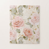 Romantische Crème Blush Rozen Bloemen Legpuzzel (Verticaal)