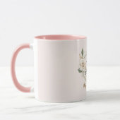 Romantische Crème Blush Rozen Veren Bloemhart Mok (Links)