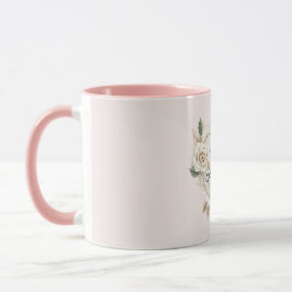 Romantische Crème Blush Rozen Veren Bloemhart Mok