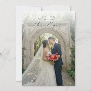 Romantische Crème Elegante Foto Bedankkaart
