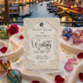 Romantische Crème en Houtskool Formele Calligrafie Kaart