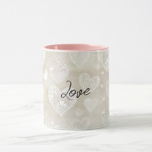 Romantische Crème Harten Mok (Midden)