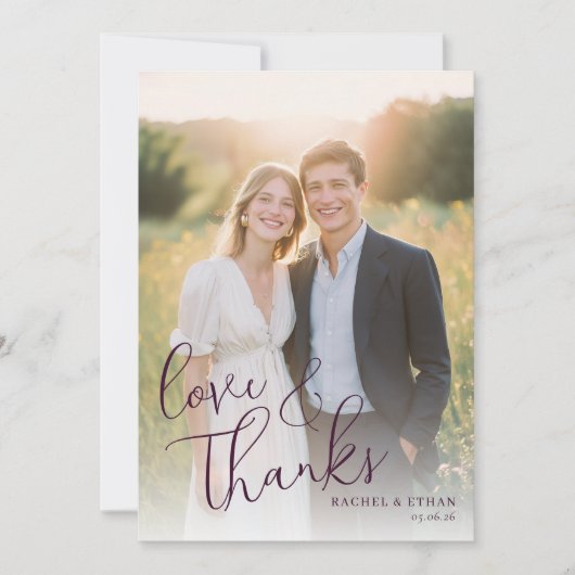 Romantische Crème Marine Foto Bedankkaart (Voorkant)