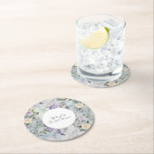 Romantische Crème paarse bloemen Bruids douche Ronde Kartonnen Onderzetter (Insitu)