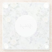 Romantische Crème paarse bloemen Bruidscadeau Glazen Onderzetter (Achterkant)