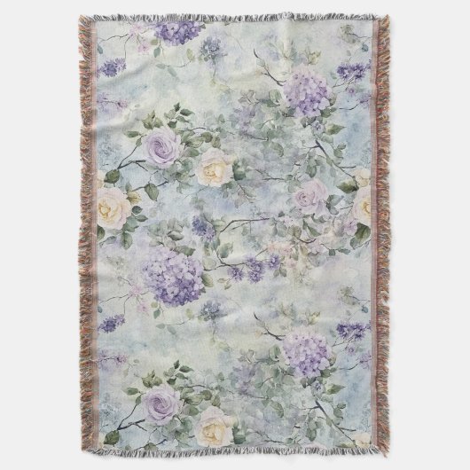 Romantische Crème paarse bloemen Deken (Voorkant Verticaal)