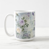 Romantische Crème paarse bloemen Koffiemok (Links)