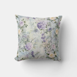 Romantische Crème paarse bloemen Kussen