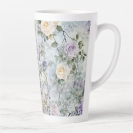 Romantische Crème paarse bloemen Latte Mok