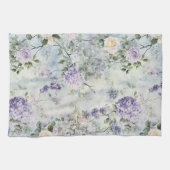 Romantische Crème paarse bloemen Theedoek (Horizontaal)