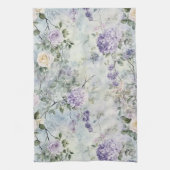 Romantische Crème paarse bloemen Theedoek (Verticaal)