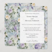 Romantische Crème paarse bloemen Trouwen Kaart (Voorkant / Achterkant)