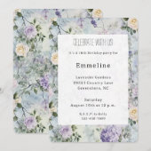 Romantische Crème paarse bloemen Verjaardag Kaart (Voorkant / Achterkant)