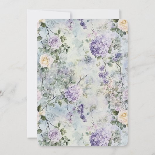 Romantische Crème paarse bloemen Verjaardag Kaart (Achterkant)