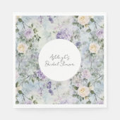 Romantische Crème paarse bloemen Vrijgezellenfeest Servet (Voorkant)