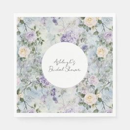 Romantische Crème paarse bloemen Vrijgezellenfeest Servet