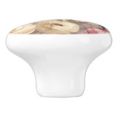 Romantische crème rode bloemen keramische knop (Zijkant)