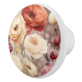 Romantische crème rode bloemen keramische knop (Rechts)