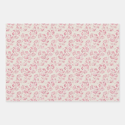 Romantische Crème Roze Glitter Bloemen Bruiloft Inpakpapier Vel (Voorkant 3)