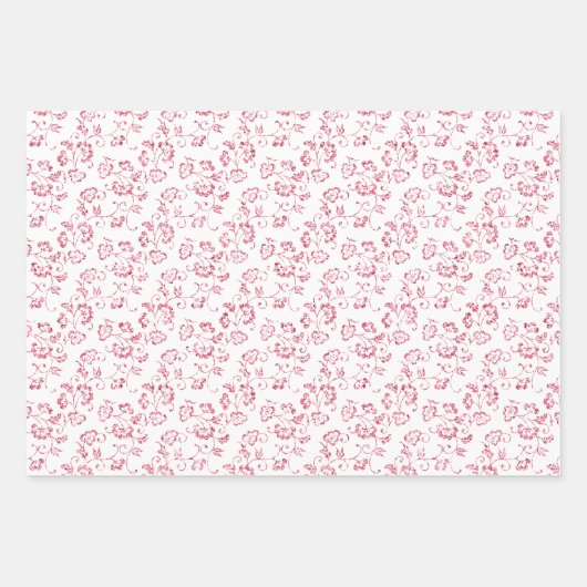 Romantische Crème Roze Glitter Bloemen Bruiloft Inpakpapier Vel (Voorkant 2)