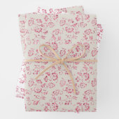 Romantische Crème Roze Glitter Bloemen Bruiloft Inpakpapier Vel (In situ)