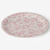 Romantische Crème Roze Glitter Bloemen Bruiloft Papieren Bordje (Gekanteld)