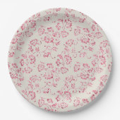 Romantische Crème Roze Glitter Bloemen Bruiloft Papieren Bordje (Voorkant)