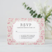 Romantische Crème Roze Glitter Bloemen Bruiloft RS RSVP Kaartje (Staand voorkant)
