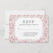 Romantische Crème Roze Glitter Bloemen Bruiloft RS RSVP Kaartje (Voorkant)