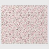 Romantische Crème Roze Glitter Bloemige Trouw Cadeaupapier (Vlak)