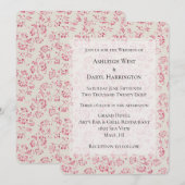 Romantische Crème Roze Glitters Bloemige Bruiloft Kaart (Voorkant / Achterkant)