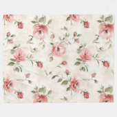 Romantische Crème Roze Rozen Bloem  Fleece Deken (Voorkant (Horizontaal))