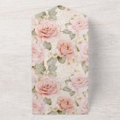  Romantische Crème Rozen Bloemen Huwelijk All In One Uitnodiging (Buitenkant)