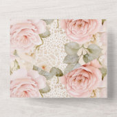  Romantische Crème Rozen Bloemen Huwelijk All In One Uitnodiging (Achterkant)