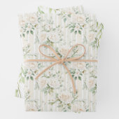 Romantische Crème Rozen Bloemrijke Bruids Bruiloft Inpakpapier Vel (In situ)