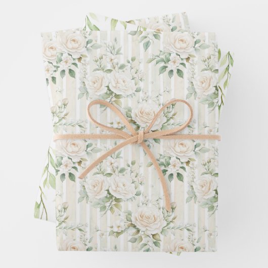 Romantische Crème Rozen Bloemrijke Bruids Bruiloft Inpakpapier Vel (In situ)