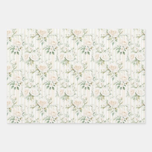 Romantische Crème Rozen Bloemrijke Bruids Bruiloft Inpakpapier Vel (Voorkant)
