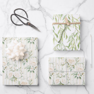 Romantische Crème Rozen Bloemrijke Bruids Bruiloft Inpakpapier Vel