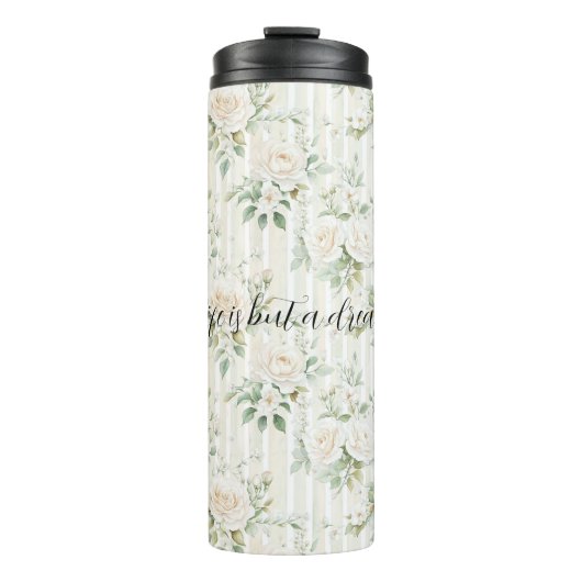 Romantische Crème Rozen Bloemstuk Thermosbeker (Voorkant)