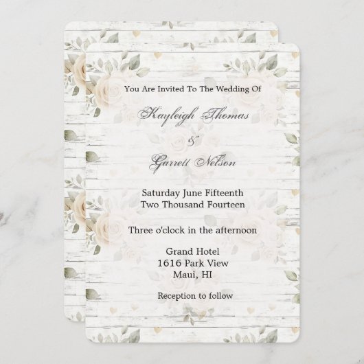 Romantische Crème Wit Bloemen Bruiloft Kaart (Voorkant / Achterkant)